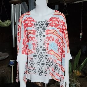 NWT African Print 3/4 Sleeve Length Layered Tank w/Sharbite Outter